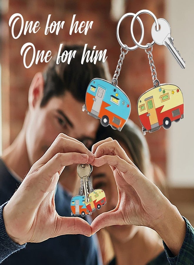 Haigoo Camper Keychain Happy RV Keychain Set for Men Women Teenager Camper Lover Travel Trailers Vacation Couples Jewelry Gift Camping Accessories 2 Pack - Image 4
